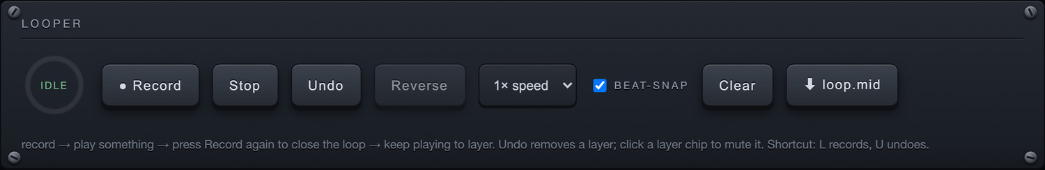 The Looper panel of the Rise Keys dashboard